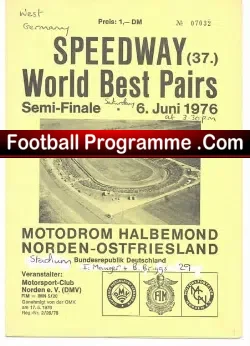 Germany Speedway Programme 1976 – Best Pairs Ostfriesland
