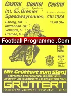 Germany Speedway Programme 1984
