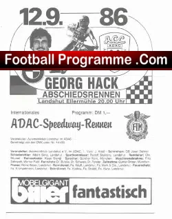 Germany Speedway Programme 1986 – Landshut