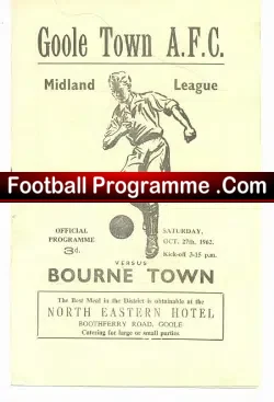 Goole Town v Bourne Town 1962 - football programme