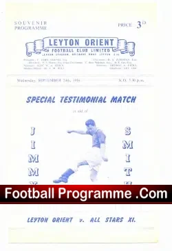 Jimmy Smith Testimonial Benefit Match Leyton Orient 1958