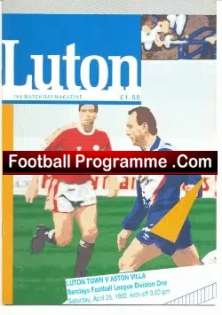 Luton Town v Aston Villa 1992 – Multi Autographed Signed