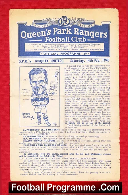 Queens Park Rangers v Torquay United 1948 – 1940’s