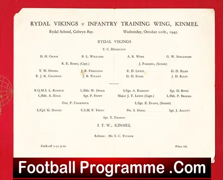 Rydal Vikings Infantry Training Wing v Kinmel 1945