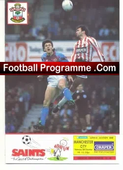 Southampton v Manchester City 1990 - Multi Signed Autographed - football programme