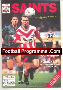 Southampton v Norwich City 1994 – Multi Signed Autographed