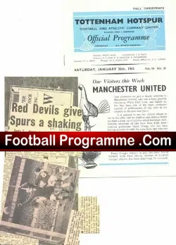 Tottenham Hotspur v Manchester United 1962 + News Articles