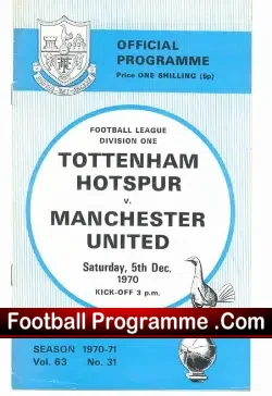 Tottenham Hotspur v Manchester United 1970 Autograph Fitzpatrick