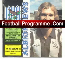West Bromwich Albion v Manchester United 1977 - Martyn Rogers - football programme