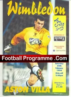 Wimbledon v Aston Villa 1996 – Autographed Hammam + Winters