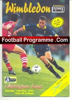 Wimbledon v Nottingham Forest 1995 – Multi Autographed