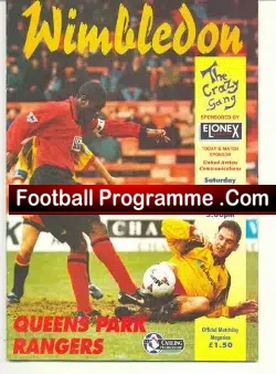 Wimbledon v QPR 1996 - Signed by Jason Euell + Holdsworth - football programme
