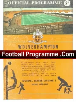 Wolves Wolverhampton v Manchester United 1959 - football programme