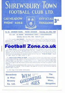 Shrewsbury Town v Grimsby Town 1962