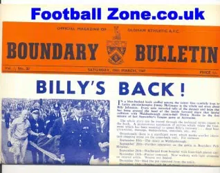 Oldham Athletic Boundry Bulletin March 1967