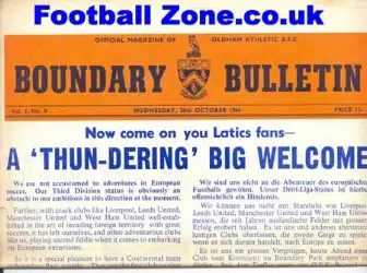 Oldham Athletic Boundry Bulletin October 1966