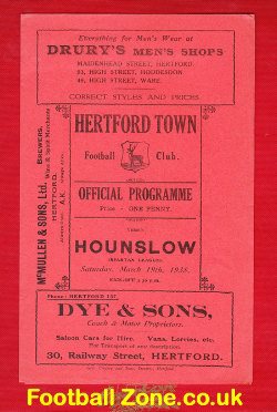 Hertford Town v Hounslow Town 1938