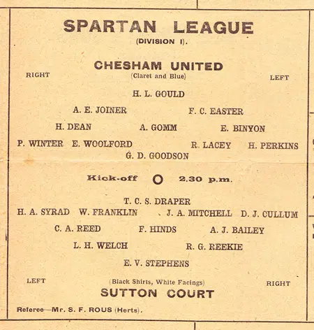 Chesham United v Sutton Court 1925 - Old 1920s Programme