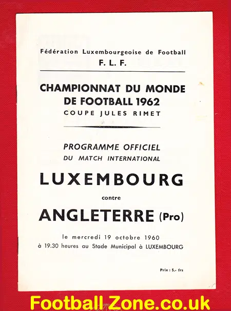 Luxembourg v England 1960 – World Cup Qualifier