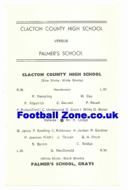 Clacton County High School v Palmers School Grays 1964