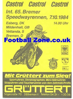 Germany Speedway Programme 1984 - Esberg Mildenhall