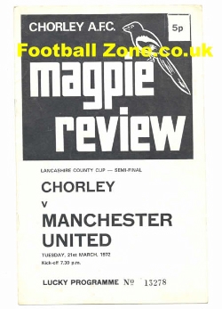 Chorley v Manchester United 1972 – Lancashire Cup Semi Final