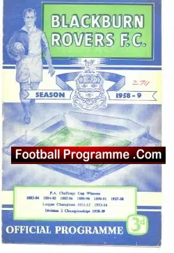 Blackburn Rovers v Burnley 1959 - football programme