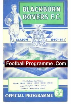 Blackburn Rovers v Chesterfield 1960 - football programme