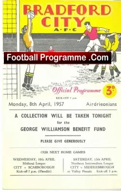 Bradford City v Airdrieonians Airdrie 1957