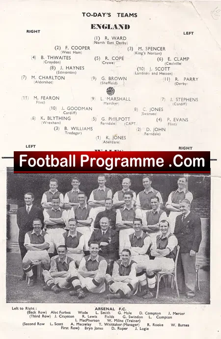 England v Wales 1950 – at Aston Villa includes J Haynes