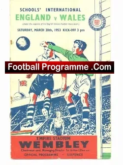 England v Wales 1953 – Wembley – Youth Bobby Charlton