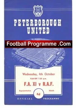 FA XI v Royal Air Force RAF at Peterborough 1961