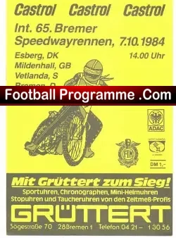 Germany Speedway Programme 1984 – Esberg Mildenhall
