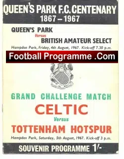 Glasgow Celtic v Tottenham 1967 – at Queens Park Scotland
