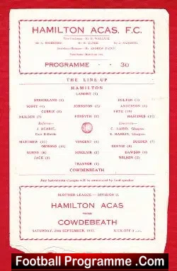 Hamilton Academical v Cowdenbeath 1963