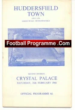 Huddersfield Town v Crystal Palace 1966 - football programme
