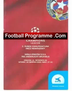 Krakow v RSC Anderlecht 2003 - football programme
