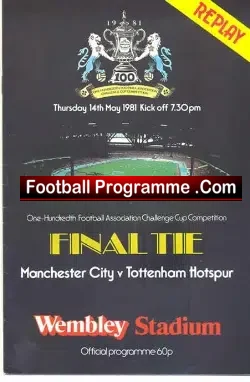 Manchester City v Tottenham 1981 - FA Cup Final Replay - football programme