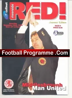 Middlesbrough v Manchester United 1996 - football programme