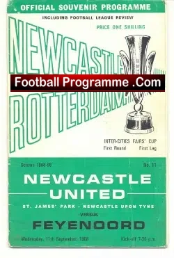 Newcastle United v Feyenoord 1968 – Fairs Cup Match