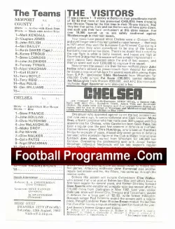 Newport County v Chelsea 1983 – Pre Season Friendly