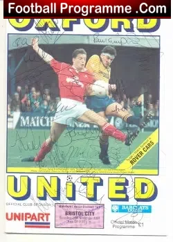 Oxford United v Bristol City 1991 – Multi Autographed