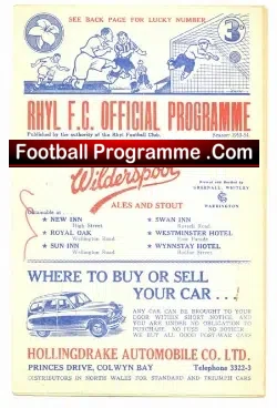 Rhyl v Tranmere Rovers 1953