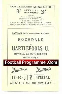 Rochdale v Hartlepool United 1960
