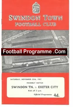 Swindon Town v Exeter City 1961 – Friendly Game