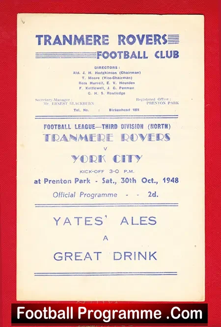 Tranmere Rovers v York City 1948 – 1940s