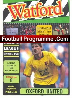 Watford v Oxford United 1990 – Multi Autographed + Comp