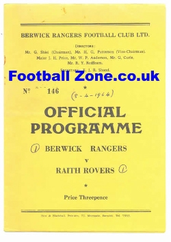 Berwick Rangers v Raith Rovers 1964