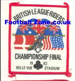 British Riders Championship Final 1982 Speedway Patch Belle Vue