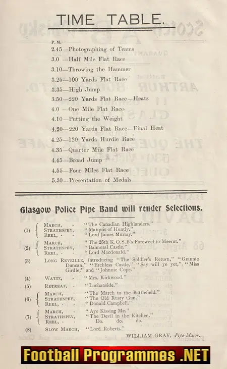 International Athletics Contest Hampden Park Scotland – 1922
